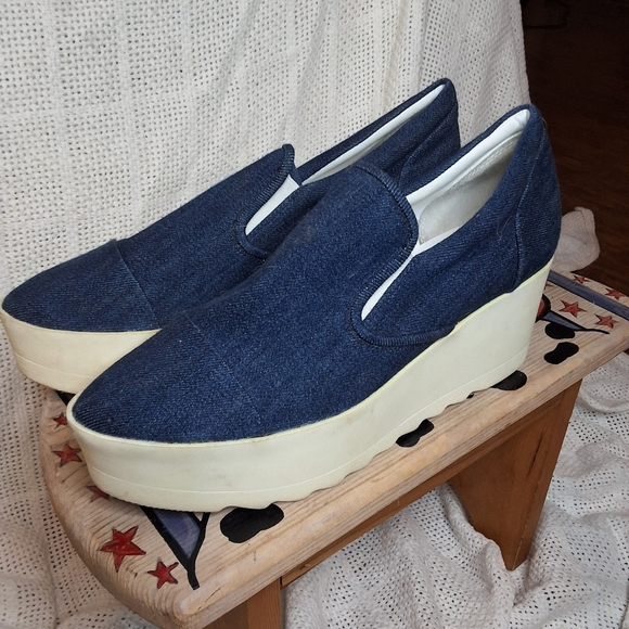 Kendal l& Kylie Tanya 2 Denim wedge sneakers 10 - Picture 1 of 12